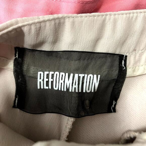 Reformation Tan Pleated High-Rise Wide Leg Pants Womens Size S - Picture 6 of 7